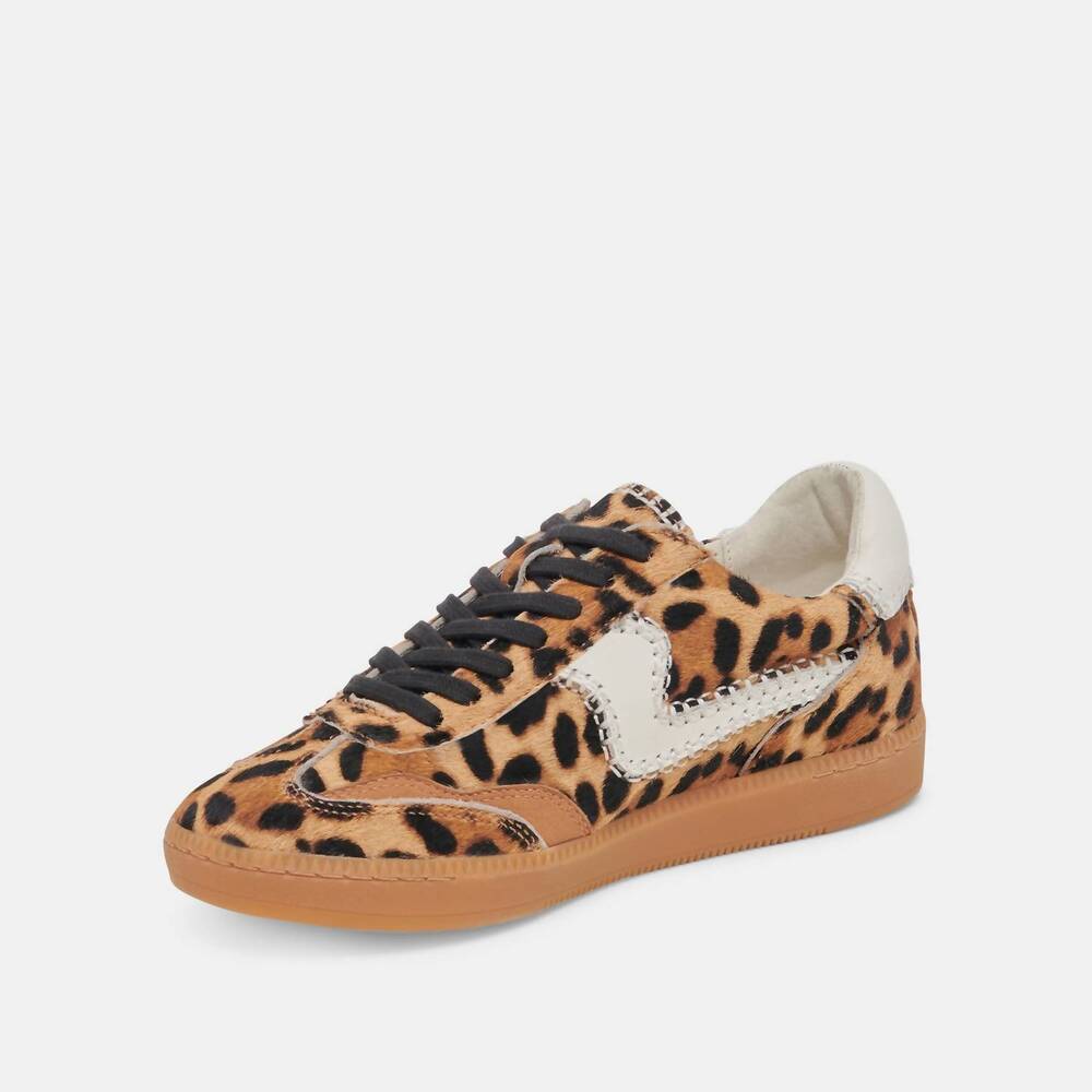 NEW DOLCE VITA women's notice stitch sneaker in dark leopard calf hair